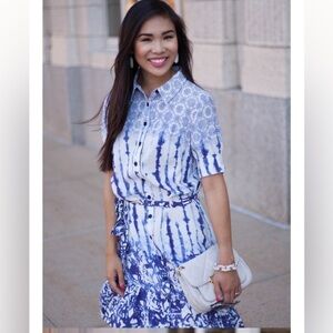 Peter Som Splatter Blue Shirt Dress Size 6